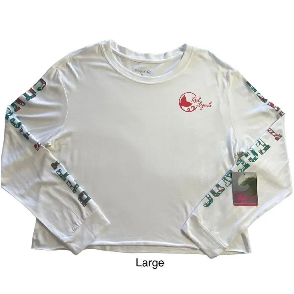 REEL LEGENDS Women’s LARGE Logo Long Sleeve White T-Shirt